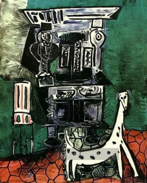 59 Galerie - Le Buffet ein Vauvenargues Buffet Henri II avec chien et fauteuil 1959 kubistisch